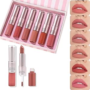 HOT SALE 6Pcs/set Lips Makeup Lipstick Lip Gloss Long Lasting Moisture Cosmetic Lipstick Red Lip Matte Lipstick Waterproof G0b